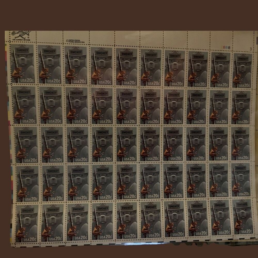 MNH Smokey the Bear, Forest Fire Prevention-1984-Sheet of 50 20c Stamps
